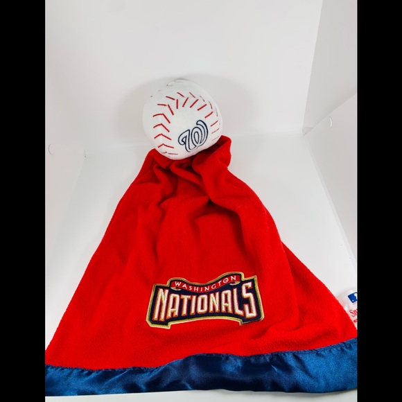MLB Washington Nationals Baby Lovey Snuggleball Baseball Plush Security Blanket - Picture 1 of 7